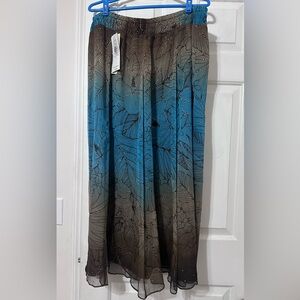 Women's 100% SILK INTO THE WILD Skirt Peter Nygard Sz L Sheer Fairy Overlay Maxi
